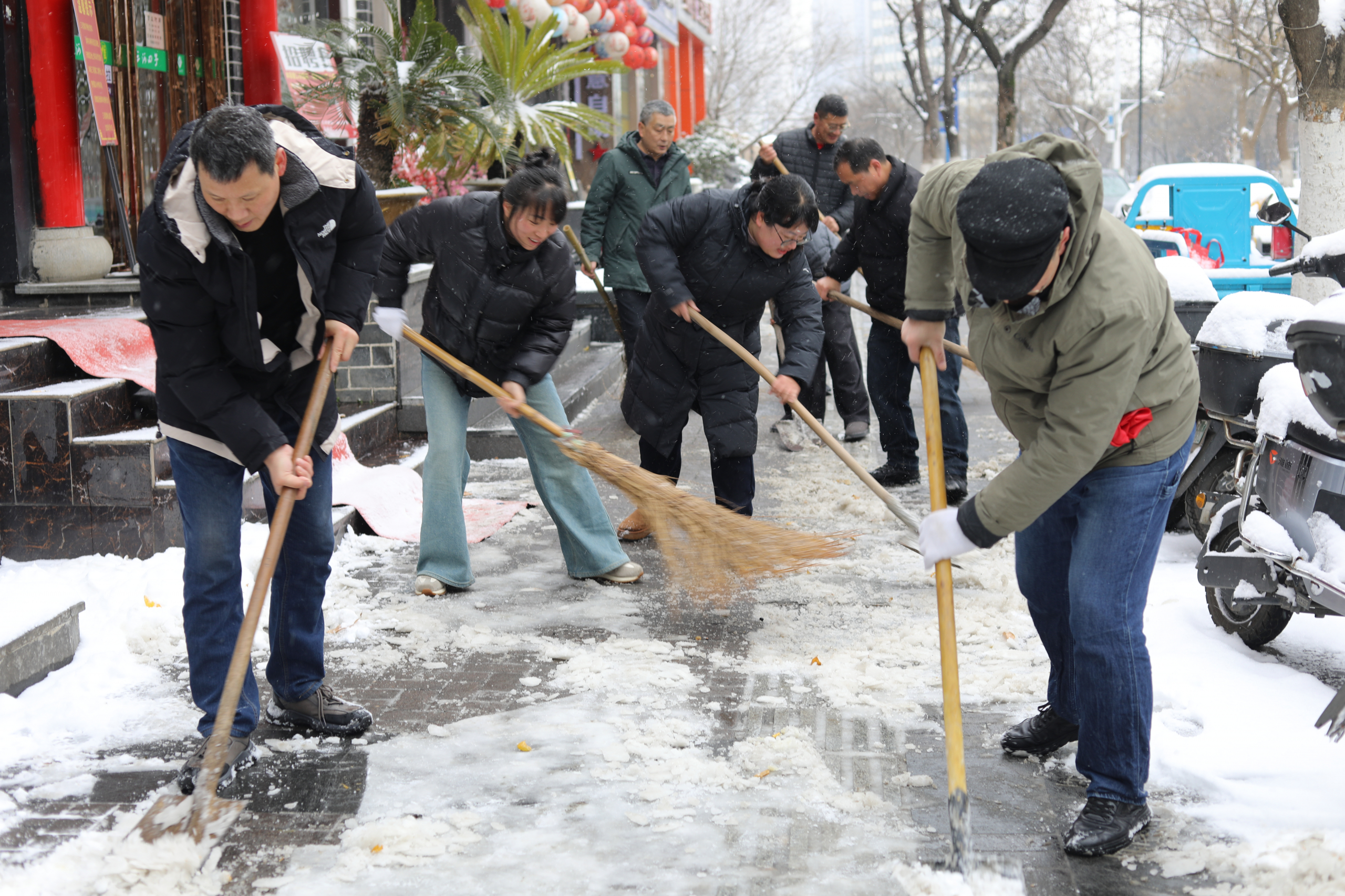 集团物业公司党支部开展扫雪除冰活动